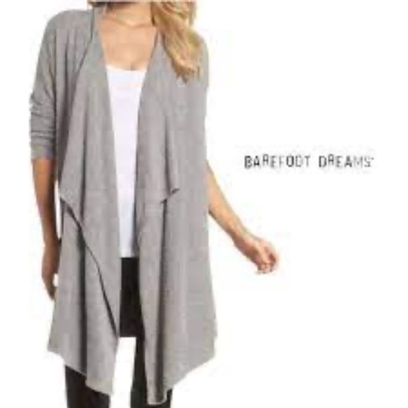 Barefoot Dreams Gray Bamboo Chic Lite Calypso Cardigan Sweater Women's Size S/ M - Picture 1 of 11